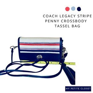 NWT Coach Legacy Stripe Penny Crossbody Bag Turnlock Tassel